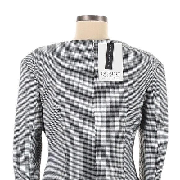 Quaint by Durlana Quantas Noemi Houndstooth Mesh Cutout Crystal Dress 38 NWT US6 - Picture 6 of 11